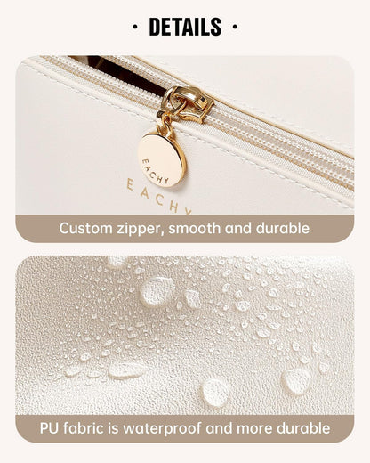 Travel Makeup Bag, Large Capacity Cosmetic Bag for Women, Waterproof PU Leather, Flat Open Portable Toiletry Bag for Skincare, Brushes & Travel Essentials - Colors B