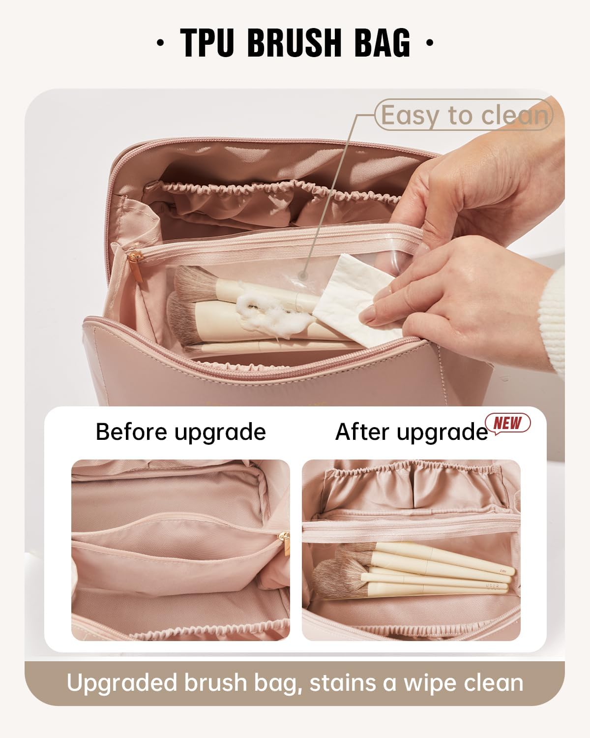 Travel Makeup Bag, Large Capacity Cosmetic Bag for Women, Waterproof PU Leather, Flat Open Portable Toiletry Bag for Skincare, Brushes & Travel Essentials - Colors B