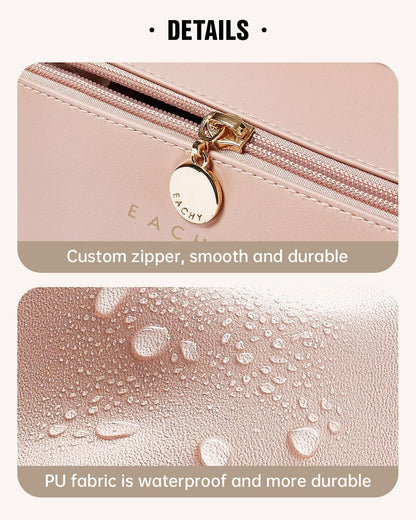 Travel Makeup Bag, Large Capacity Cosmetic Bag for Women, Waterproof PU Leather, Flat Open Portable Toiletry Bag for Skincare, Brushes & Travel Essentials - Colors B