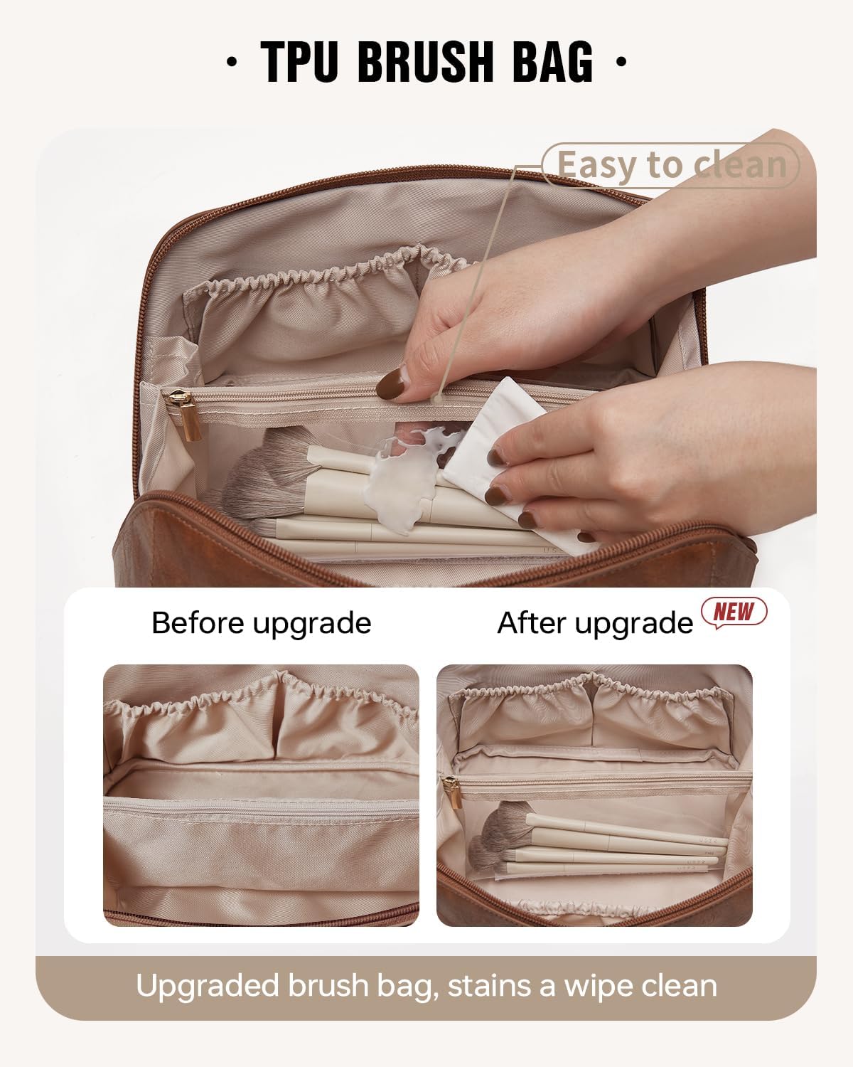 Travel Makeup Bag, Large Capacity Cosmetic Bag for Women, Waterproof PU Leather, Flat Open Portable Toiletry Bag for Skincare, Brushes & Travel Essentials - Colors B