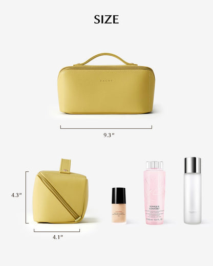 Travel Makeup Bag, Large Capacity Cosmetic Bag for Women, Waterproof PU Leather, Flat Open Portable Toiletry Bag for Skincare, Brushes & Travel Essentials - Colors B