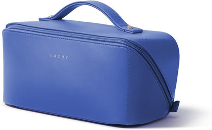 Travel Makeup Bag, Large Capacity Cosmetic Bag for Women, Waterproof PU Leather, Flat Open Portable Toiletry Bag for Skincare, Brushes & Travel Essentials - Colors B