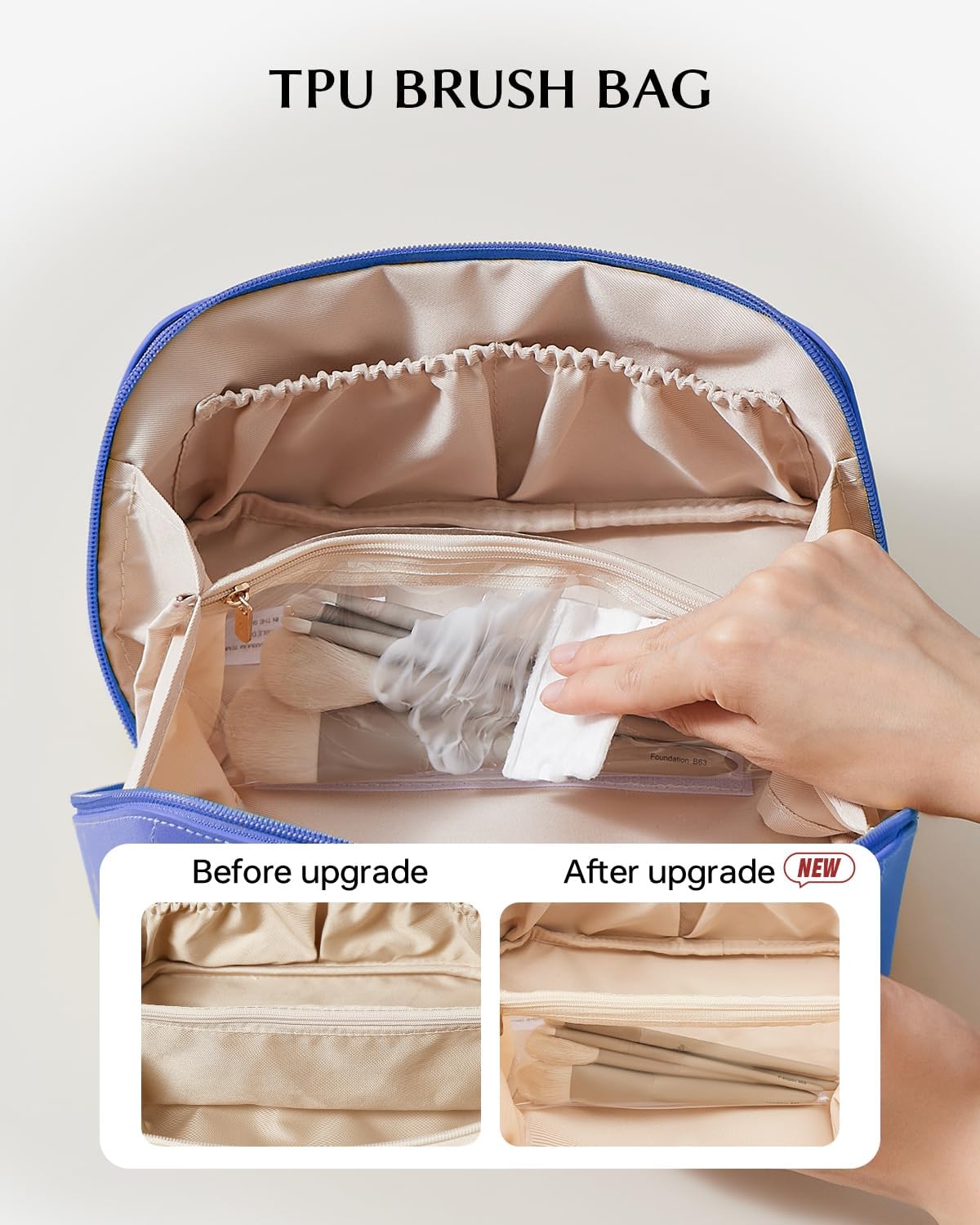 Travel Makeup Bag, Large Capacity Cosmetic Bag for Women, Waterproof PU Leather, Flat Open Portable Toiletry Bag for Skincare, Brushes & Travel Essentials - Colors B
