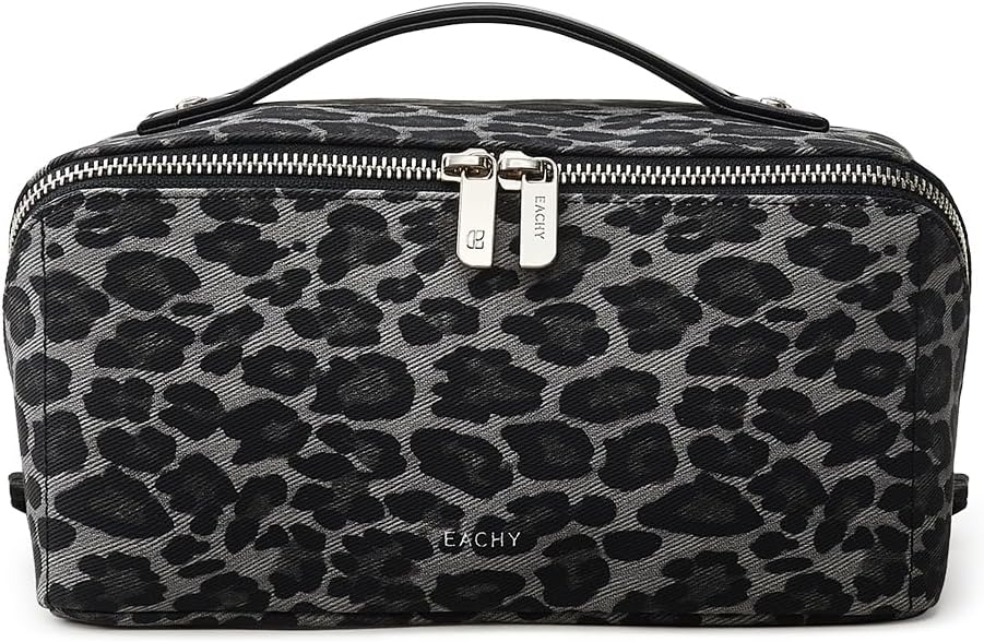 Travel Makeup Bag, Large Capacity Cosmetic Bag for Women, Waterproof PU Leather, Flat Open Portable Toiletry Bag for Skincare, Brushes & Travel Essentials - Colors B