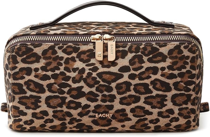 Travel Makeup Bag, Large Capacity Cosmetic Bag for Women, Waterproof PU Leather, Flat Open Portable Toiletry Bag for Skincare, Brushes & Travel Essentials - Colors B