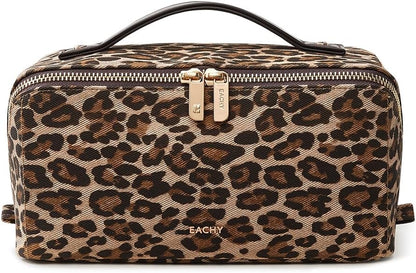 Travel Makeup Bag, Large Capacity Cosmetic Bag for Women, Waterproof PU Leather, Flat Open Portable Toiletry Bag for Skincare, Brushes & Travel Essentials - Colors B