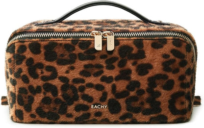 Travel Makeup Bag, Large Capacity Cosmetic Bag for Women, Waterproof PU Leather, Flat Open Portable Toiletry Bag for Skincare, Brushes & Travel Essentials - Colors B