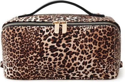 Travel Makeup Bag, Large Capacity Cosmetic Bag for Women, Waterproof PU Leather, Flat Open Portable Toiletry Bag for Skincare, Brushes & Travel Essentials - Colors B