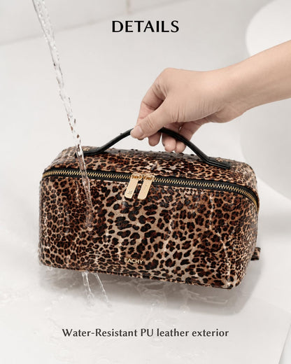 Travel Makeup Bag, Large Capacity Cosmetic Bag for Women, Waterproof PU Leather, Flat Open Portable Toiletry Bag for Skincare, Brushes & Travel Essentials - Colors B