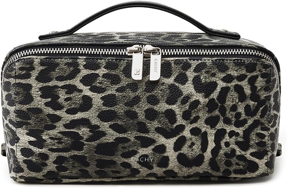 Travel Makeup Bag, Large Capacity Cosmetic Bag for Women, Waterproof PU Leather, Flat Open Portable Toiletry Bag for Skincare, Brushes & Travel Essentials - Colors B