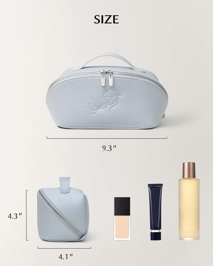 Travel Makeup Bag, Large Capacity Cosmetic Bag for Women, Waterproof PU Leather, Flat Open Portable Toiletry Bag for Skincare, Brushes & Travel Essentials - Colors B