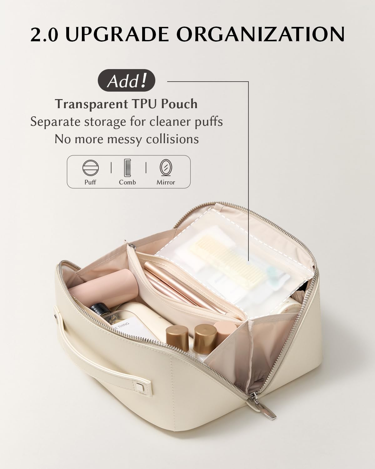 Travel Makeup Bag, Large Capacity Cosmetic Bag for Women, Waterproof PU Leather, Flat Open Portable Toiletry Bag for Skincare, Brushes & Travel Essentials - Colors B