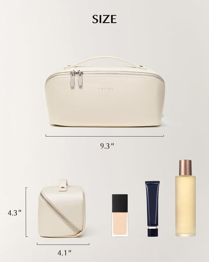 Travel Makeup Bag, Large Capacity Cosmetic Bag for Women, Waterproof PU Leather, Flat Open Portable Toiletry Bag for Skincare, Brushes & Travel Essentials - Colors B