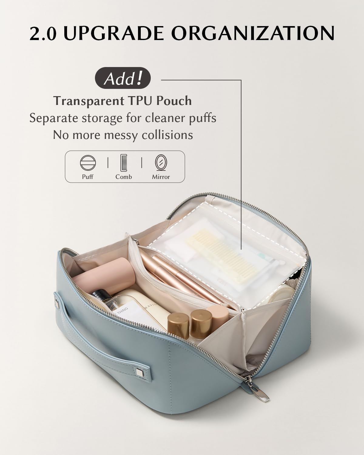 Travel Makeup Bag, Large Capacity Cosmetic Bag for Women, Waterproof PU Leather, Flat Open Portable Toiletry Bag for Skincare, Brushes & Travel Essentials - Colors B
