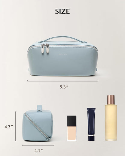 Travel Makeup Bag, Large Capacity Cosmetic Bag for Women, Waterproof PU Leather, Flat Open Portable Toiletry Bag for Skincare, Brushes & Travel Essentials - Colors B