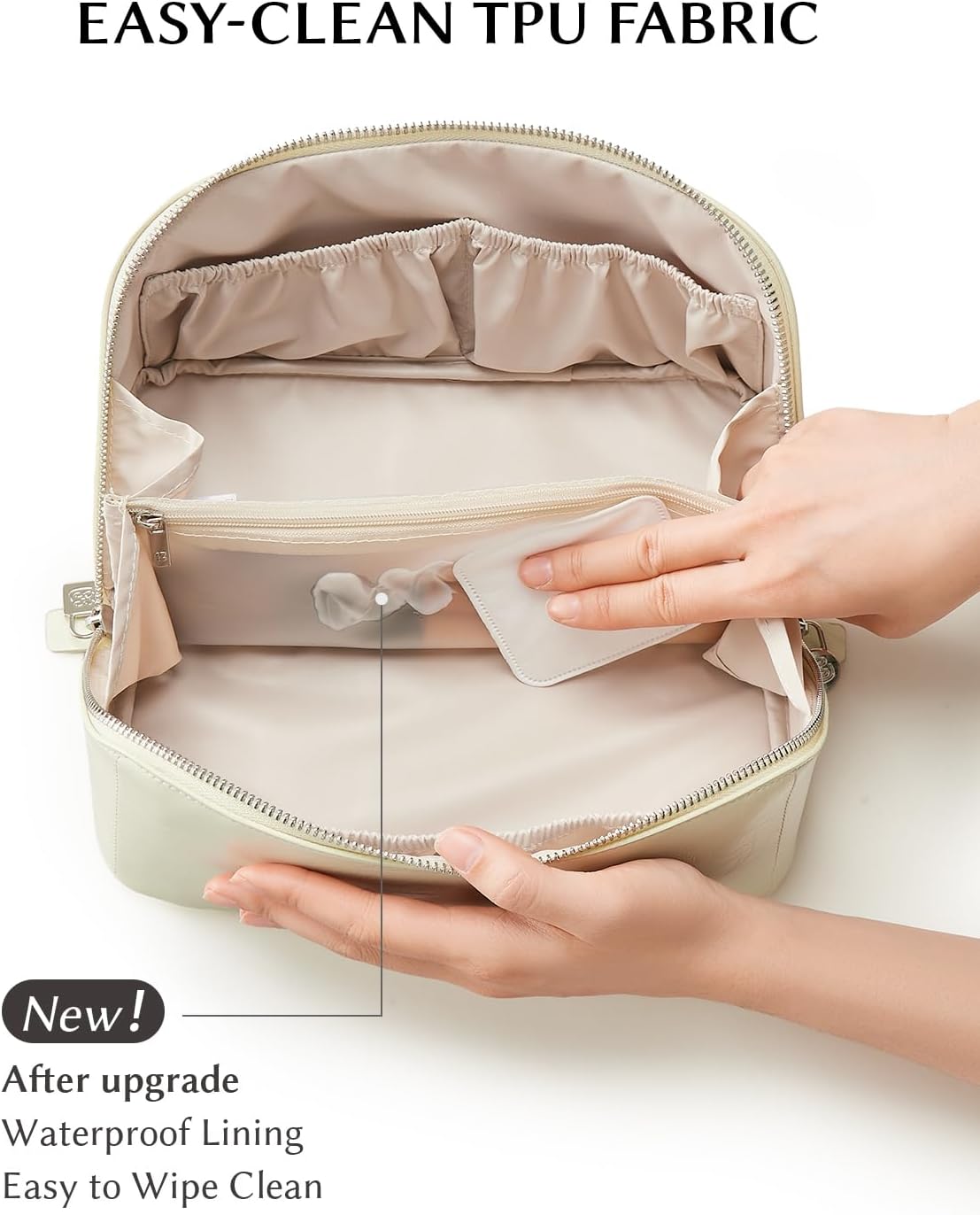 Travel Makeup Bag, Large Capacity Cosmetic Bag for Women, Waterproof PU Leather, Flat Open Portable Toiletry Bag for Skincare, Brushes & Travel Essentials - Colors B
