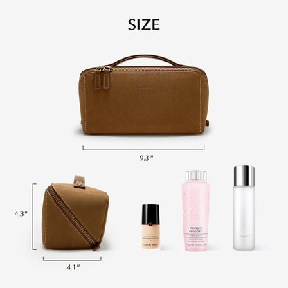 Travel Makeup Bag, Large Capacity Cosmetic Bag for Women, Waterproof PU Leather, Flat Open Portable Toiletry Bag for Skincare, Brushes & Travel Essentials - Colors B