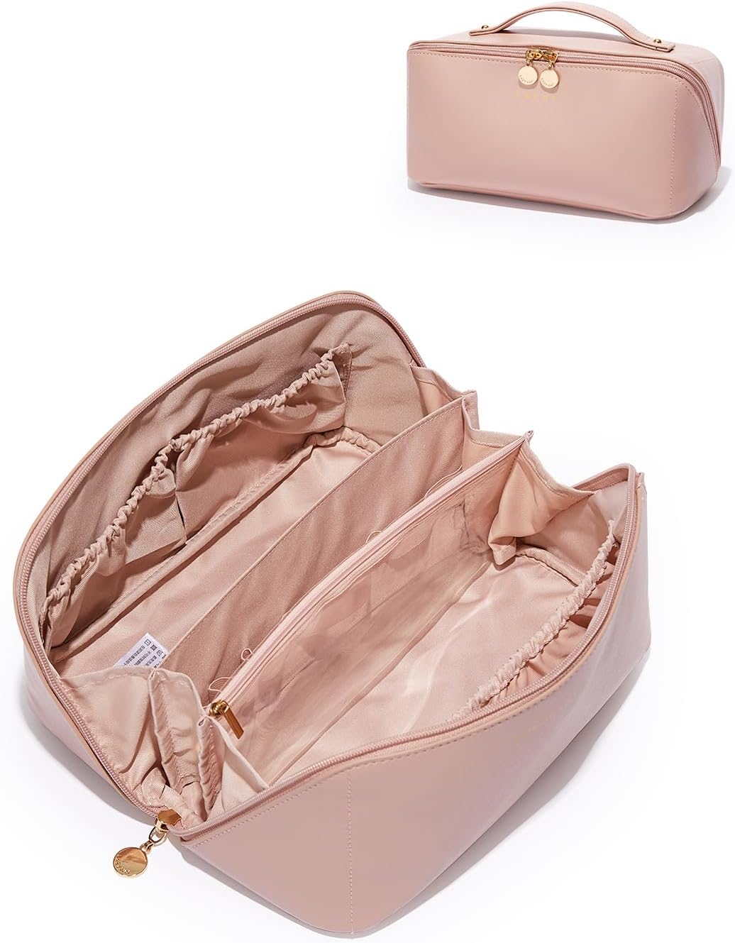 Travel Makeup Bag, Large Capacity Cosmetic Bag for Women, Waterproof PU Leather, Flat Open Portable Toiletry Bag for Skincare, Brushes & Travel Essentials - Colors B