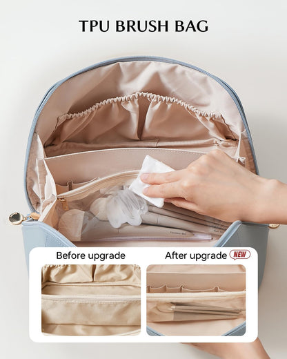 Travel Makeup Bag, Large Capacity Cosmetic Bag for Women, Waterproof PU Leather, Flat Open Portable Toiletry Bag for Skincare, Brushes & Travel Essentials - Colors B