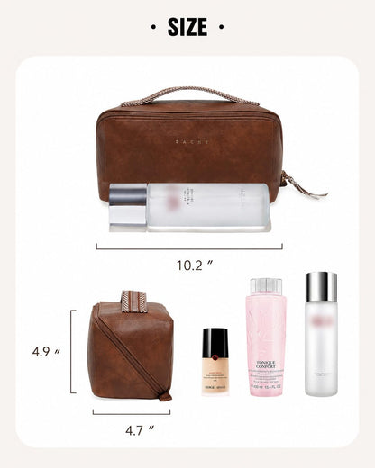 Travel Makeup Bag, Large Capacity Cosmetic Bag for Women, Waterproof PU Leather, Flat Open Portable Toiletry Bag for Skincare, Brushes & Travel Essentials - Colors B