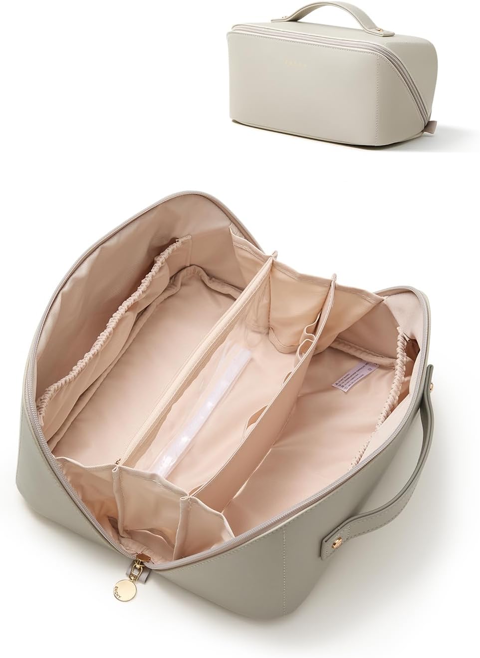 Travel Makeup Bag, Large Capacity Cosmetic Bag for Women, Waterproof PU Leather, Flat Open Portable Toiletry Bag for Skincare, Brushes & Travel Essentials - Colors B