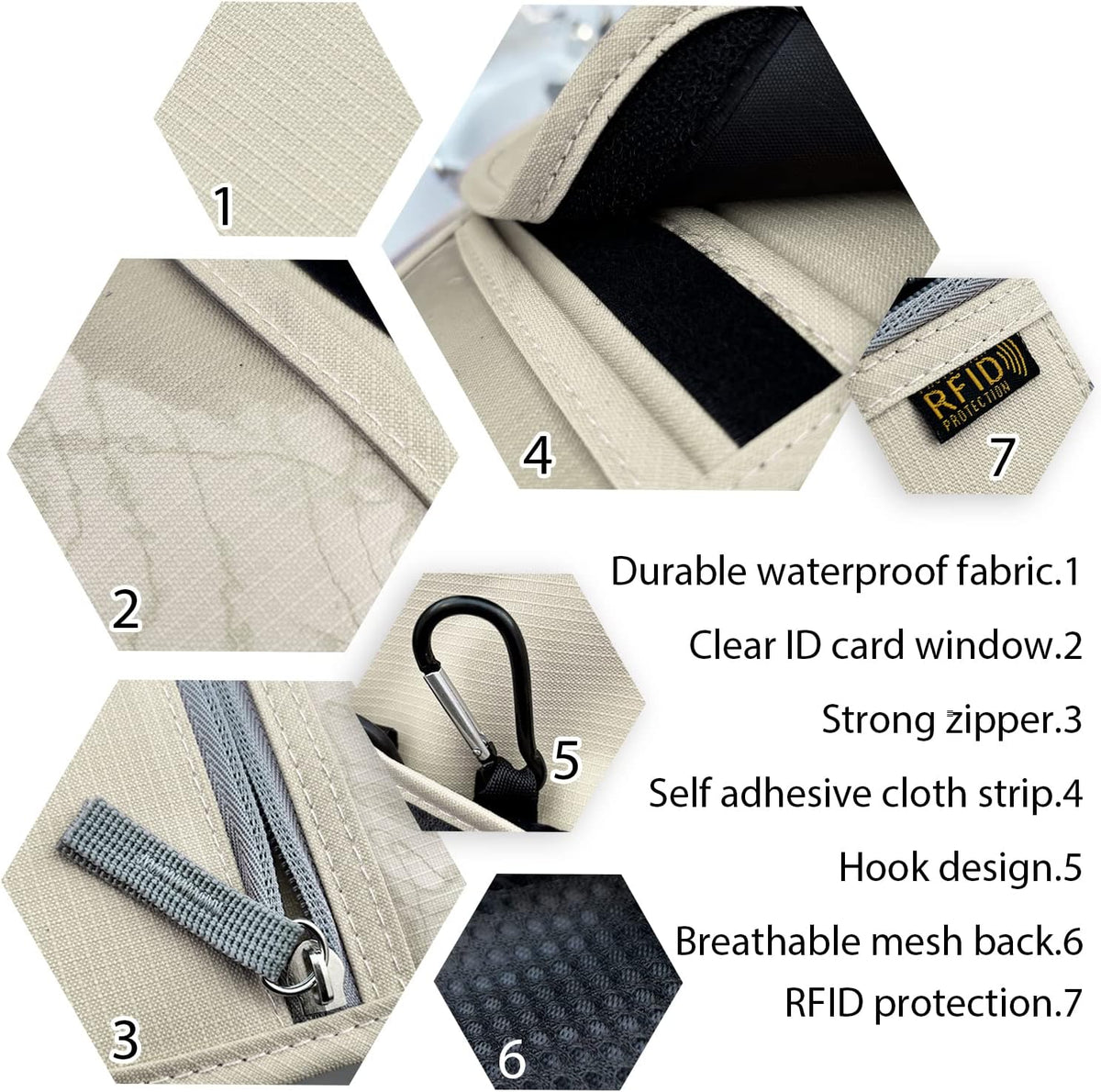 Travel Neck Wallet, RFID Blocking Passport Holder with Adjustable Neck Strap for Men and Women to Keep Cash, Credit Cards and Travel Documents Safe - Beige