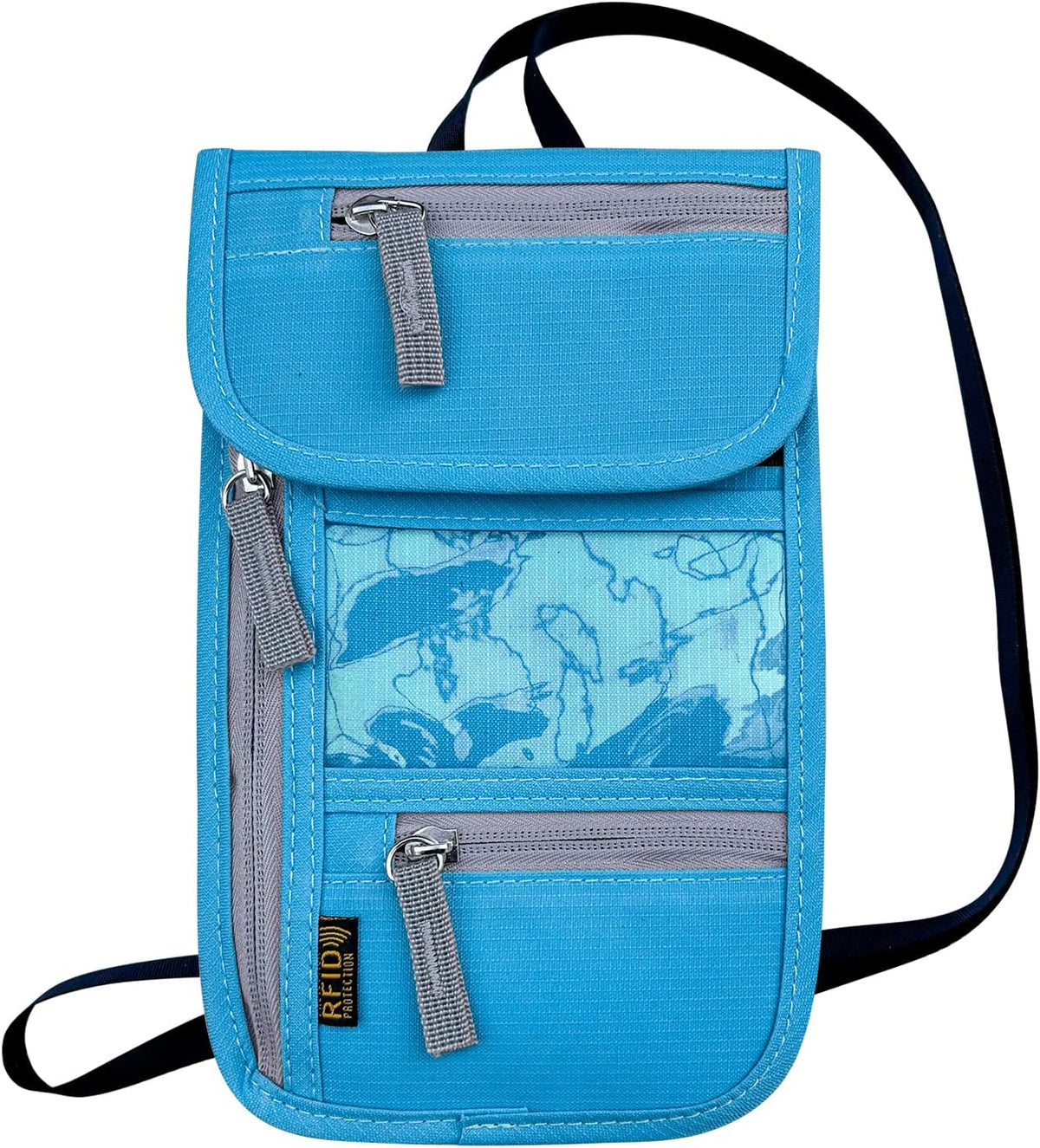 Travel Neck Wallet, RFID Blocking Passport Holder with Adjustable Neck Strap for Men and Women to Keep Cash, Credit Cards and Travel Documents Safe - Beige