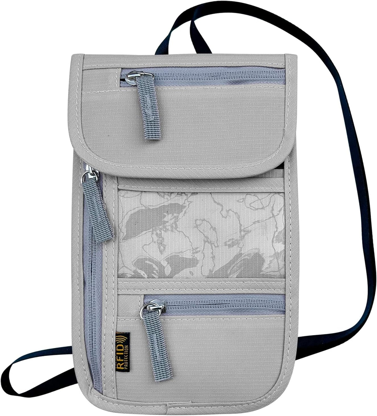 Travel Neck Wallet, RFID Blocking Passport Holder with Adjustable Neck Strap for Men and Women to Keep Cash, Credit Cards and Travel Documents Safe - Beige