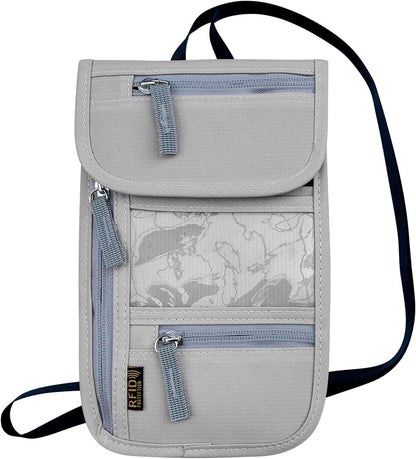 Travel Neck Wallet, RFID Blocking Passport Holder with Adjustable Neck Strap for Men and Women to Keep Cash, Credit Cards and Travel Documents Safe - Beige