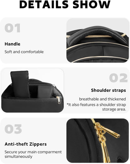 Small Rolling Backpack for Women with Wheels, Roller Laptop Travel Backpack, Lightweight Water Resistant Wheeled Underseat Carry On Luggage for Work and College, Black Purple