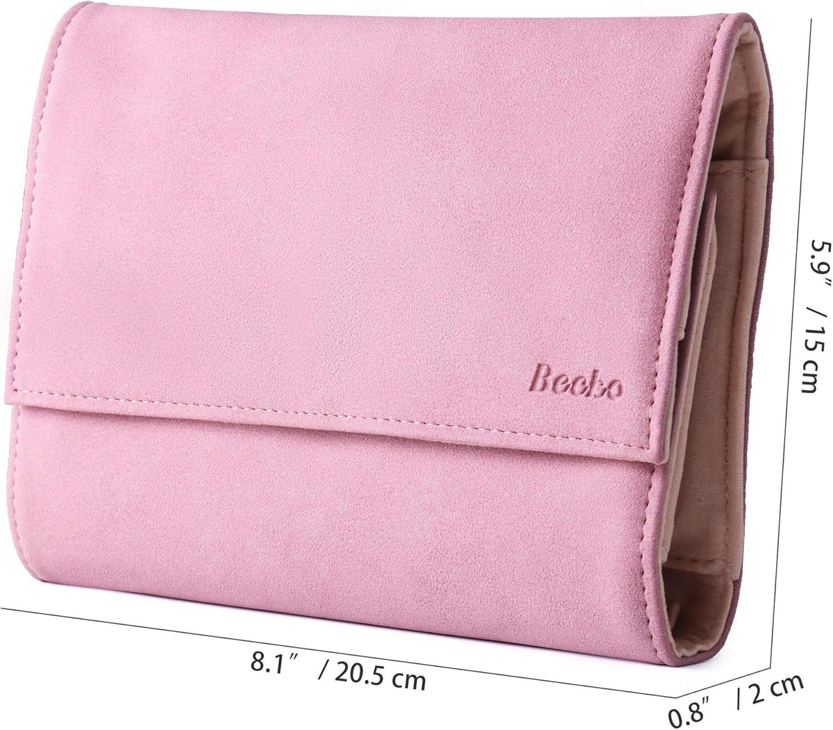 Jewelry Organizer Roll Travel Jewel Bag case for Multiple Necklaces, Rings, Bracelets, Supple Leather & Suede, Large Capacity Without Crease, Lightweight, Portable & Practical (Purple)