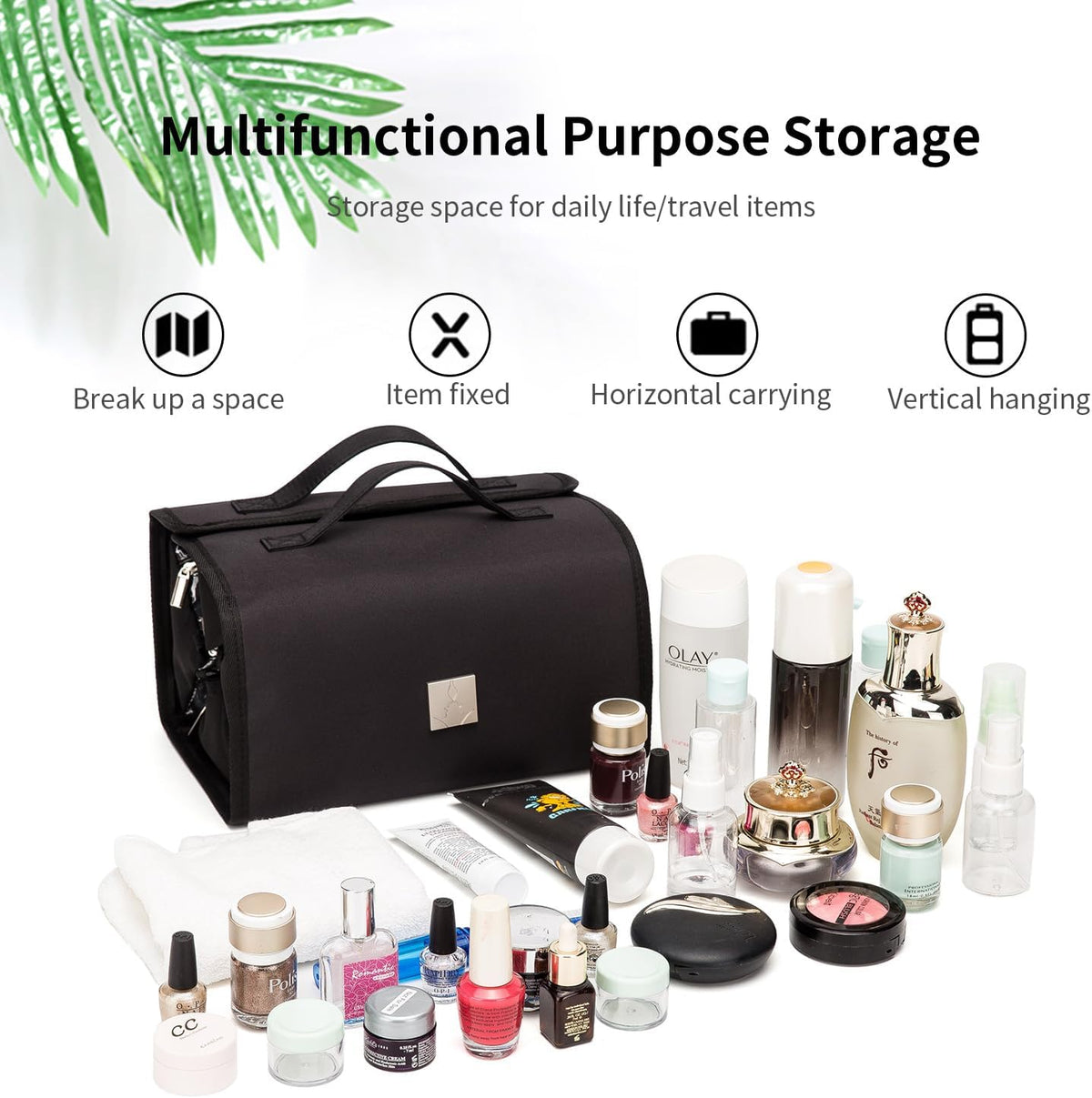 Roll Up Makeup Bag, Travel Toiletry Bag for Women with 4 Clear TSA Approved Pouches, Hanging Travel Organizer, Folding Cosmetic Bag for Men and Women