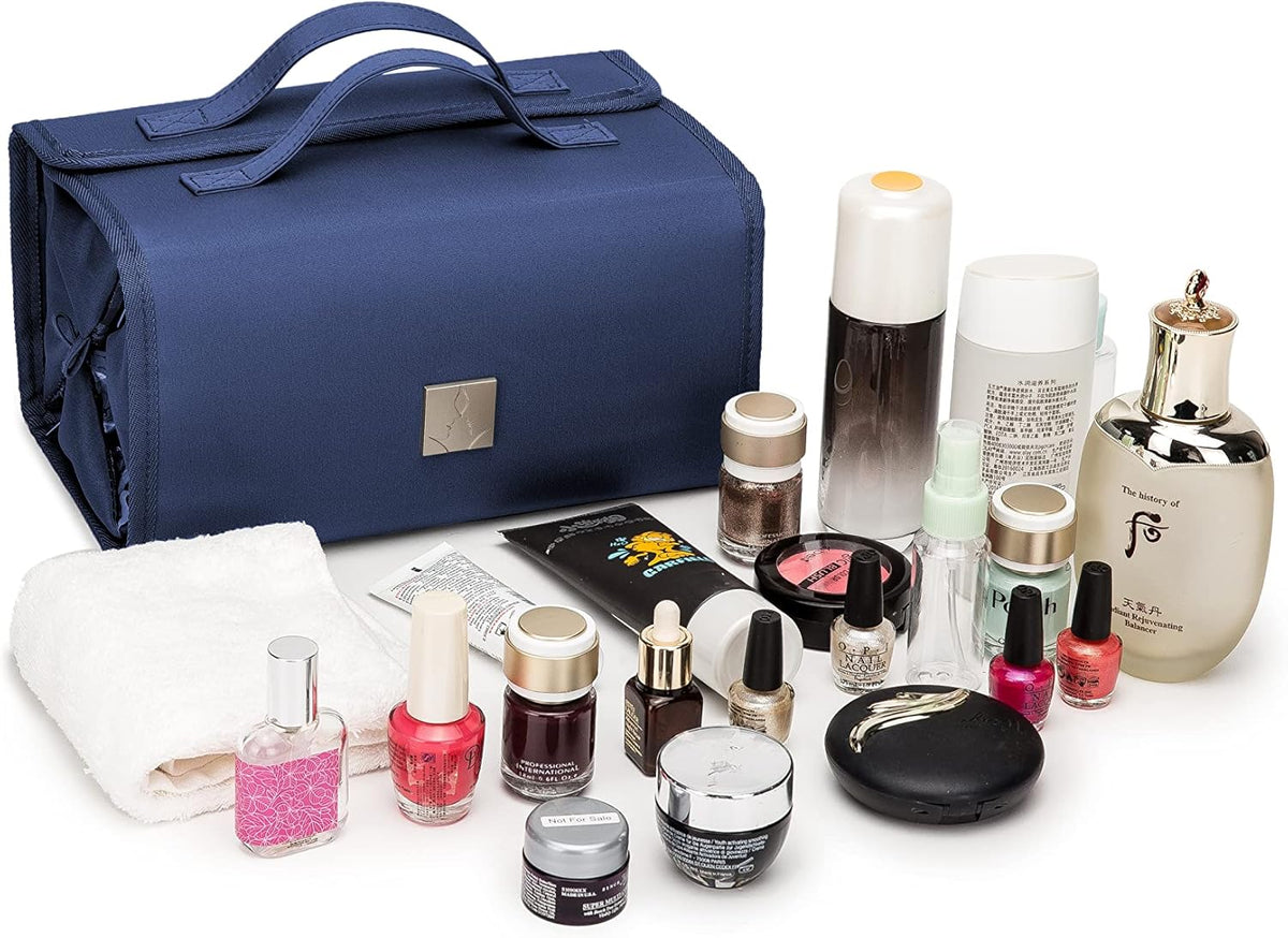 Roll Up Makeup Bag, Travel Toiletry Bag for Women with 4 Clear TSA Approved Pouches, Hanging Travel Organizer, Folding Cosmetic Bag for Men and Women