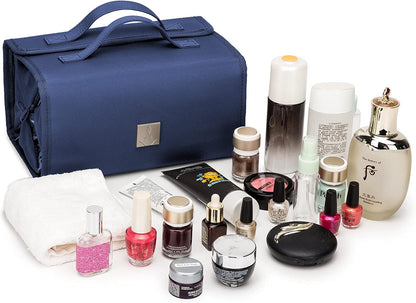 Roll Up Makeup Bag, Travel Toiletry Bag for Women with 4 Clear TSA Approved Pouches, Hanging Travel Organizer, Folding Cosmetic Bag for Men and Women