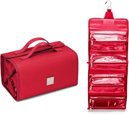 Roll Up Makeup Bag, Travel Toiletry Bag for Women with 4 Clear TSA Approved Pouches, Hanging Travel Organizer, Folding Cosmetic Bag for Men and Women