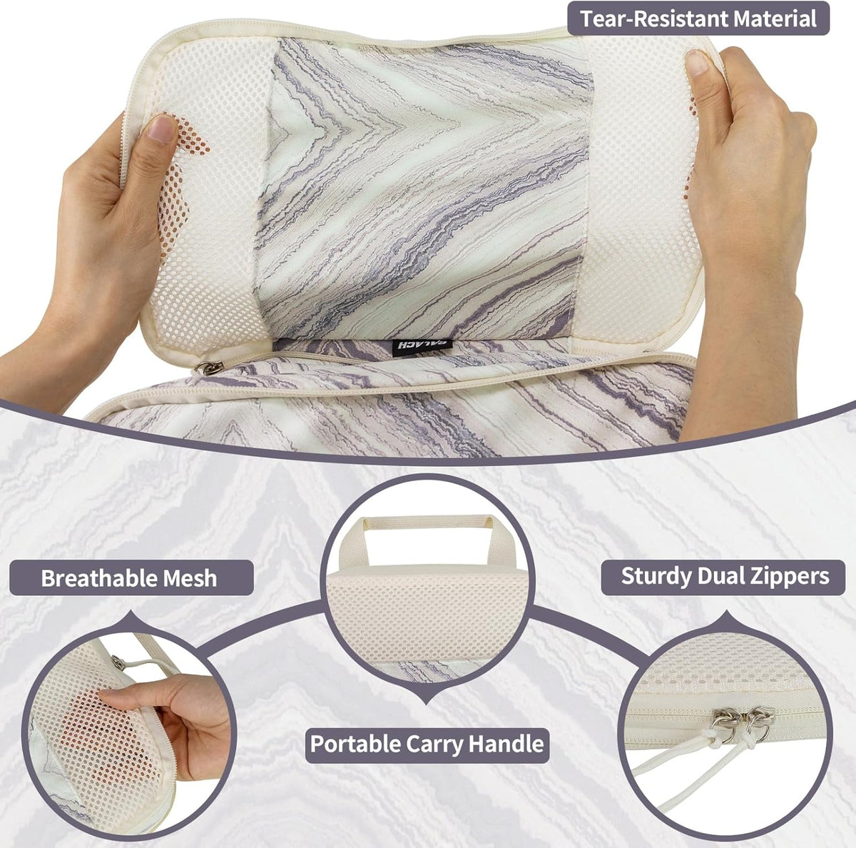 Compression Packing Cubes for Travel Essential, 4 Set Compression Bags for Travel Packing Organizer, Expandable Compression Cubes for Travel, Standard, Blue Floral