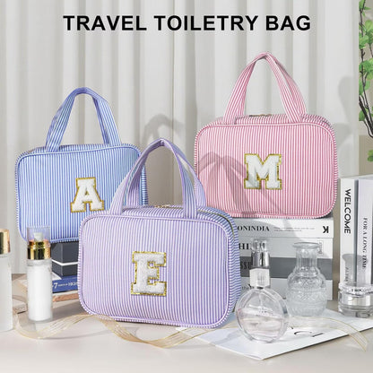 Travel Hanging Toiletry Bag & Makeup Bag for Women Girls Kids Gifts | Girls Kids Travel Organizer, Personalized Initial Toiletry Pouch Shower Bag, Birthday Gifts for Women Teen Girls, Pink A