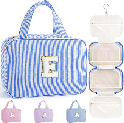 Travel Hanging Toiletry Bag & Makeup Bag for Women Girls Kids Gifts | Girls Kids Travel Organizer, Personalized Initial Toiletry Pouch Shower Bag, Birthday Gifts for Women Teen Girls, Pink A