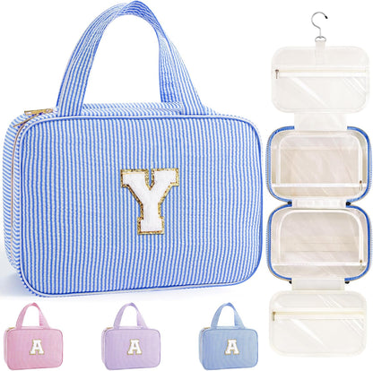 Travel Hanging Toiletry Bag & Makeup Bag for Women Girls Kids Gifts | Girls Kids Travel Organizer, Personalized Initial Toiletry Pouch Shower Bag, Birthday Gifts for Women Teen Girls, Pink A