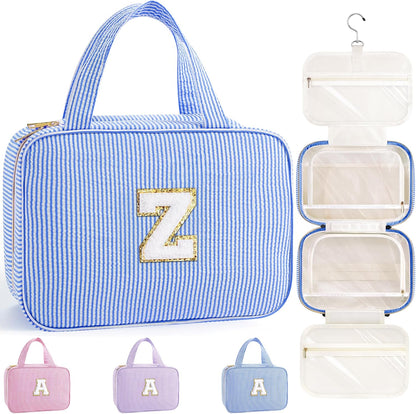 Travel Hanging Toiletry Bag & Makeup Bag for Women Girls Kids Gifts | Girls Kids Travel Organizer, Personalized Initial Toiletry Pouch Shower Bag, Birthday Gifts for Women Teen Girls, Pink A