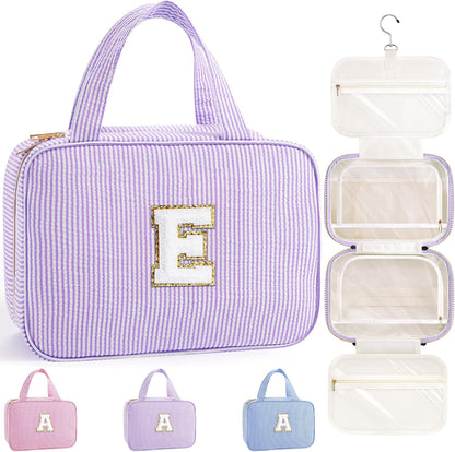 Travel Hanging Toiletry Bag & Makeup Bag for Women Girls Kids Gifts | Girls Kids Travel Organizer, Personalized Initial Toiletry Pouch Shower Bag, Birthday Gifts for Women Teen Girls, Pink A