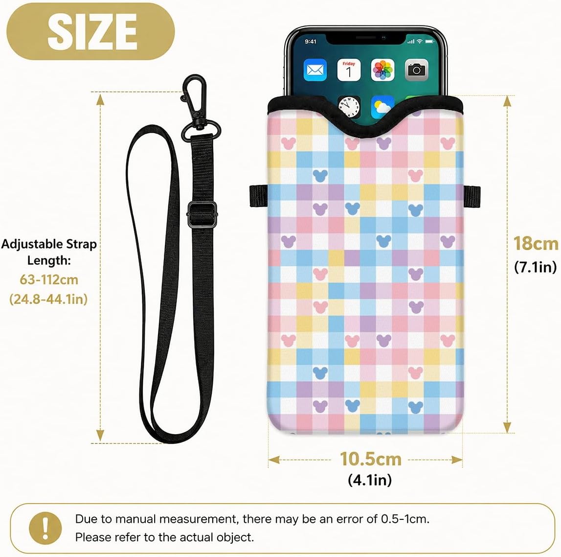 Neoprene Phone Sleeve Pouch Case Bag for Women Men with Crossbody Strap, 7.1x3.9 in, Shockproof Black Cat Mobile Protection Case Bag with Neck Lanyard, Black Cat Garden, Gift for Cats Lovers - Colors A