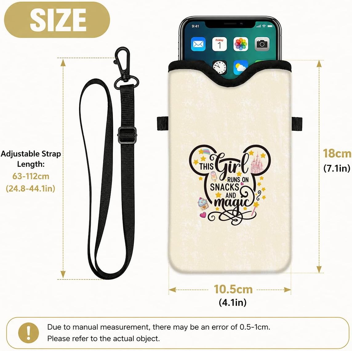 Neoprene Phone Sleeve Pouch Case Bag for Women Men with Crossbody Strap, 7.1x3.9 in, Shockproof Black Cat Mobile Protection Case Bag with Neck Lanyard, Black Cat Garden, Gift for Cats Lovers - Colors A
