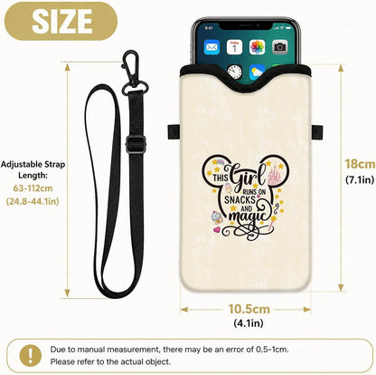 Neoprene Phone Sleeve Pouch Case Bag for Women Men with Crossbody Strap, 7.1x3.9 in, Shockproof Black Cat Mobile Protection Case Bag with Neck Lanyard, Black Cat Garden, Gift for Cats Lovers - Colors A