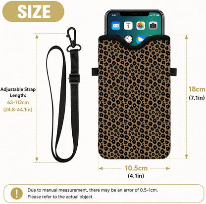 Neoprene Phone Sleeve Pouch Case Bag for Women Men with Crossbody Strap, 7.1x3.9 in, Shockproof Black Cat Mobile Protection Case Bag with Neck Lanyard, Black Cat Garden, Gift for Cats Lovers - Colors A