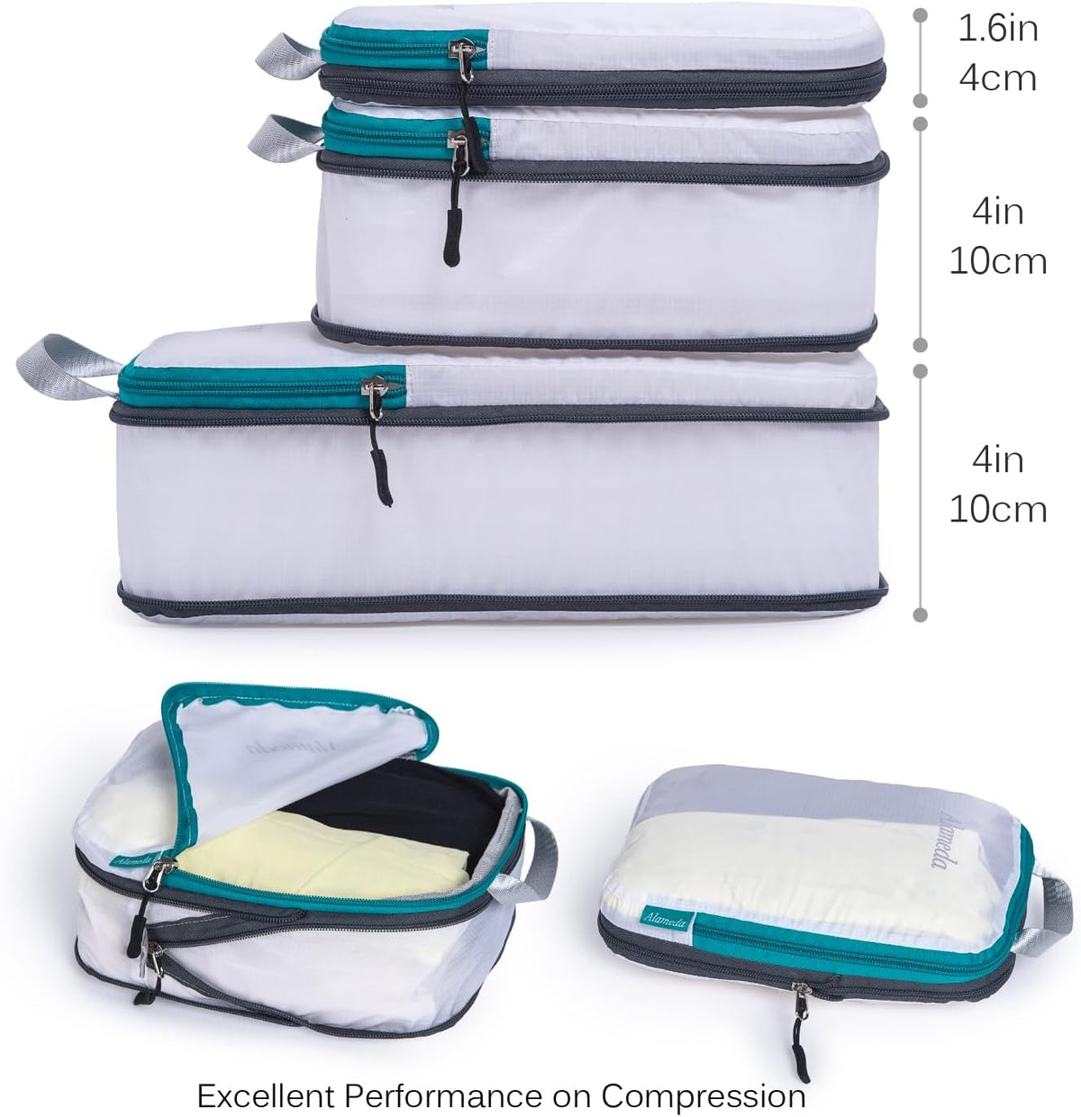 Travel Packing Cubes Set of 3 - Lightweight Compression Luggage Organizers, Durable Nylon with Double Zips for Suitcase, Carry-On Travel