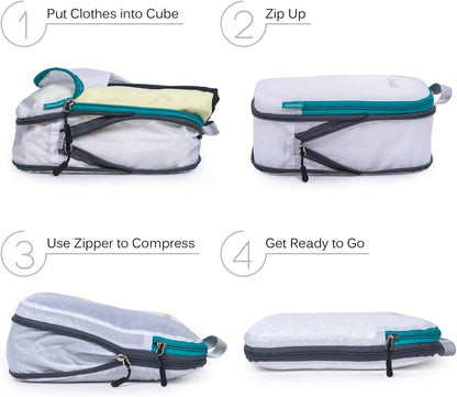 Travel Packing Cubes Set of 3 - Lightweight Compression Luggage Organizers, Durable Nylon with Double Zips for Suitcase, Carry-On Travel