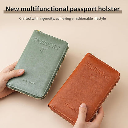 Multi-Functional RFID Passport Wallet Set, Blocking Passport Holder Travel Wallet, Holds Phones, Anti-Theft Protective Case with Multiple Card Pockets for Secure Travel Essentials (Pink)