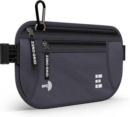 Money Belt for Secure Travel - RFID Blocking Slim Passport Holder - Hidden Waist Pouch for Cash, Credit Cards, Documents - Concealable Under Clothes, Water-Resistant Slim Fanny Pack for Men and Women
