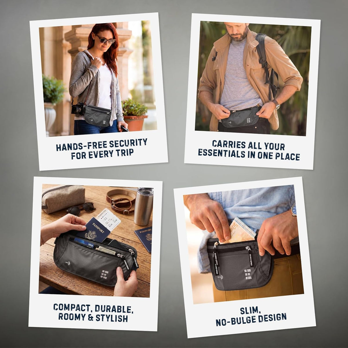 Money Belt for Secure Travel - RFID Blocking Slim Passport Holder - Hidden Waist Pouch for Cash, Credit Cards, Documents - Concealable Under Clothes, Water-Resistant Slim Fanny Pack for Men and Women
